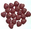 20 15mm Matte Dark Carnelian Red Marble Glass Heart Beads